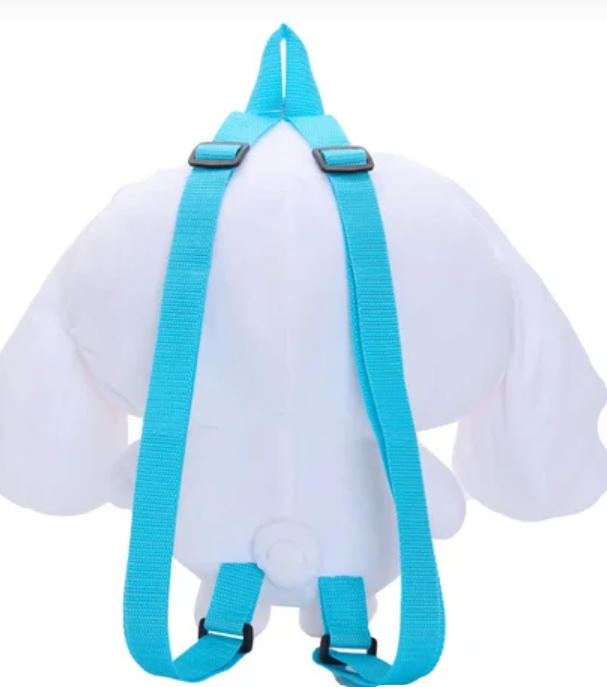 Adorable Sanrio Cinnamoroll backpack showcasing 3D ears and a cuddly design, perfect for Cinnamoroll plushie collectors.