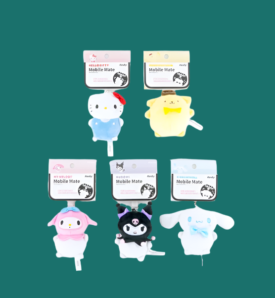 Cinnamoroll Mobile Mate, a squishy Sanrio mascot, shown packaged in an individual box, making it a cute and thoughtful gift option.