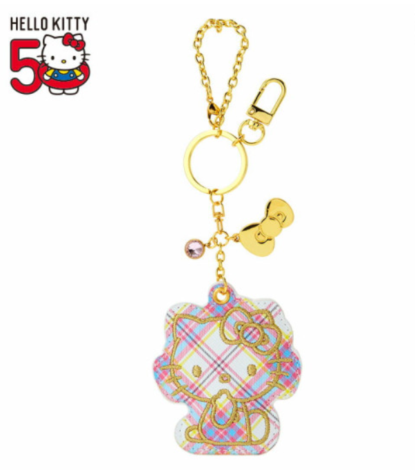 Hello Kitty Bag Charm Tartans Cute 50th anniversary keychain from Sanrio, Japan.
