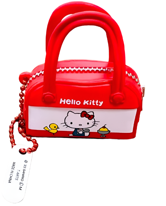 Hello Kitty fan must-have! Red Boston bag key holder from the Gacha Collection, perfect for showing off your love of Sanrio characters.
