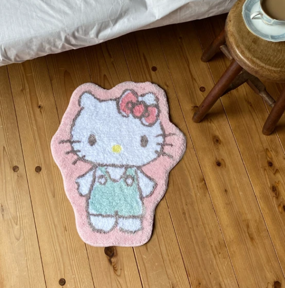 Kawaii Hello Kitty floor mat adds warmth and style with authentic Sanrio charm; perfect for bedrooms, living rooms, or bathrooms.