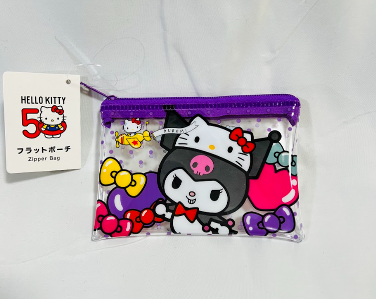 Kuromi Zipper Pouch: Hello Kitty 50th Anniversary Edition - Compact, cute, and perfect for essentials
