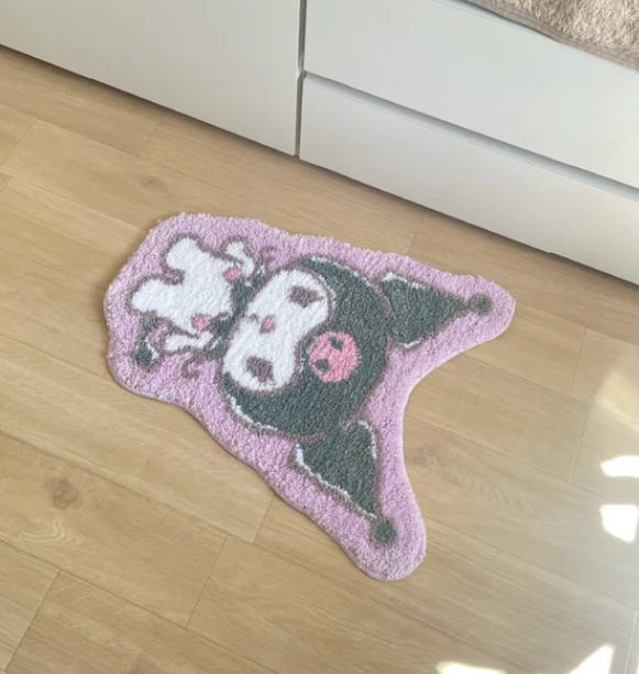 Kuromi die-cut mat crafted from durable polyester and polyurethane, blending comfort with Sanrio’s cool character style.