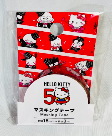 Daiso Japan Masking Tape - Hello Kitty 50th Anniversary Collection - Cute Sanrio Stationery