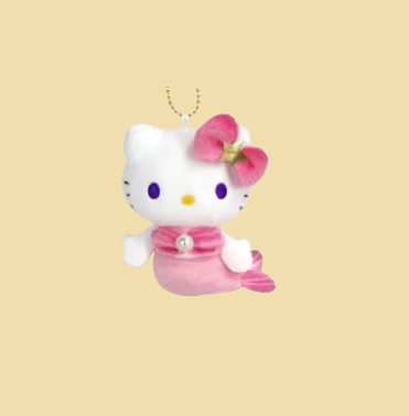 Pink Hello Kitty Mermaid mascot with signature kawaii charm, a cute addition for Hello Kitty or mermaid-themed accessories.