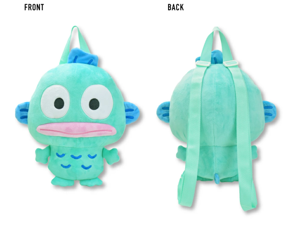 Sanrio Hangyodon plush backpack bag with floppy ears and kawaii design, perfect for daily use.