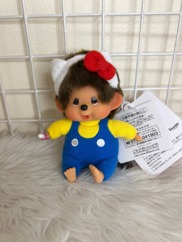 Monchhichi x Hello Kitty Mascot Holder - Monchhichi wearing Hello Kitty Costume - TokuDeals