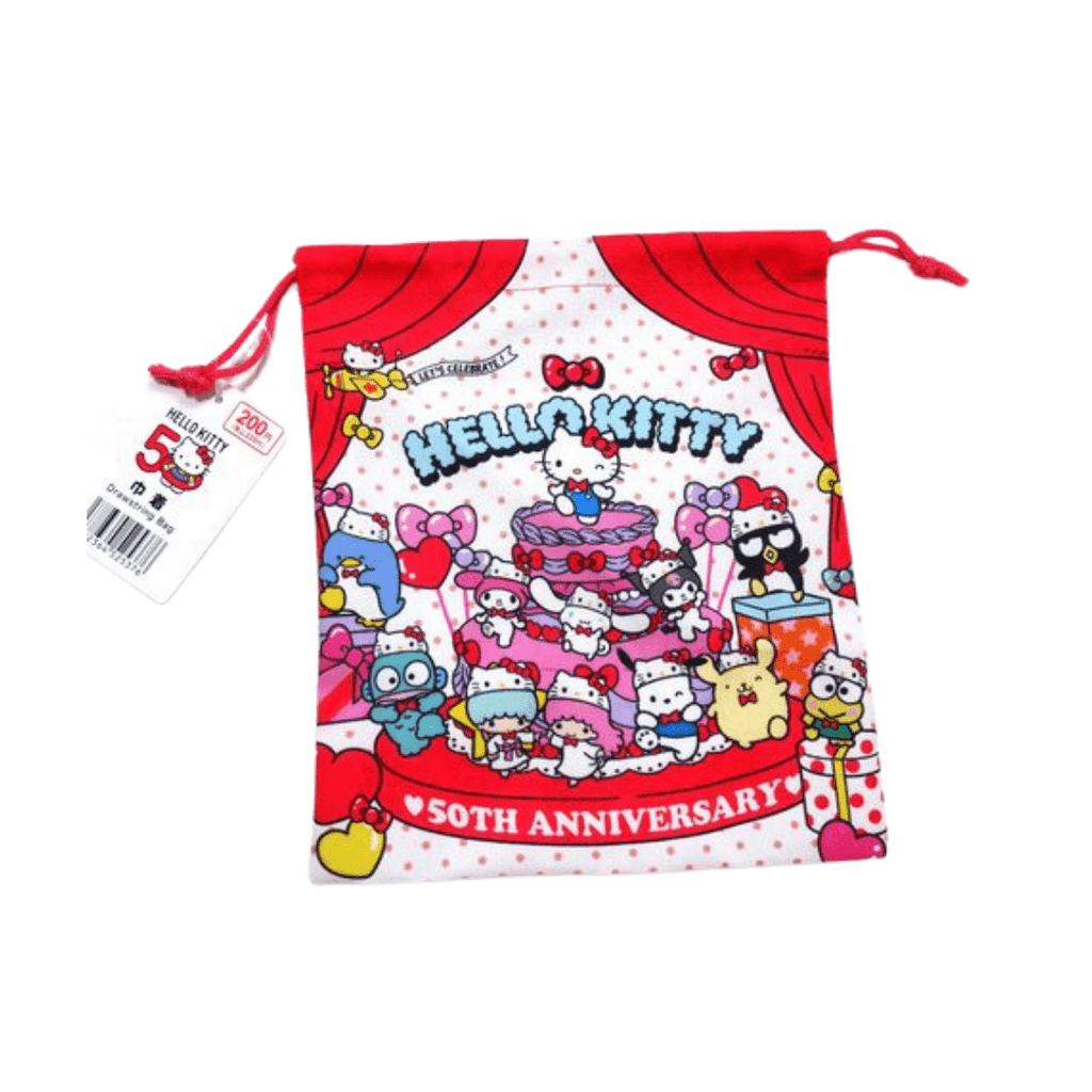 Original Sanrio Hello Kitty 50th Anniversary Drawstring Bag - TokuDeals