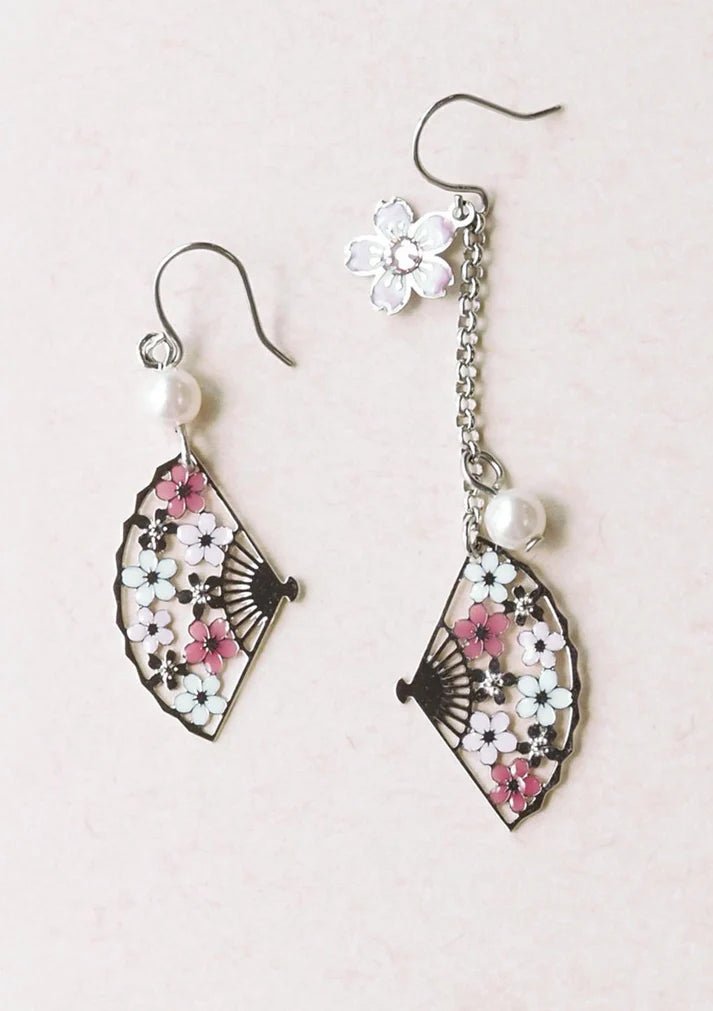 Rhodium Ogi Sakura Earrings BP4016 - RH - TokuDeals