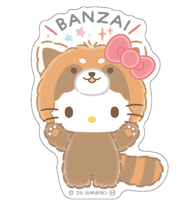 Sanrio Characters (Banzai Series) Sticker Hello Kitty (Red Panda) - TokuDeals