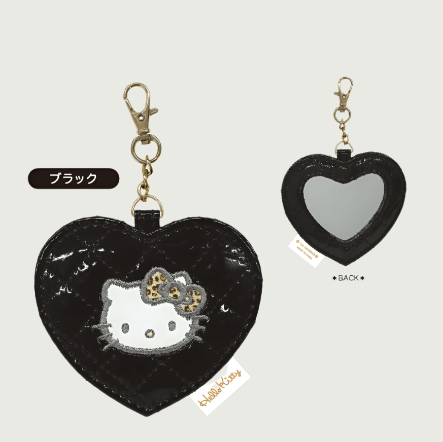 Sanrio Hello Kitty Quilting Enamel Heart Mirror (Black) - TokuDeals