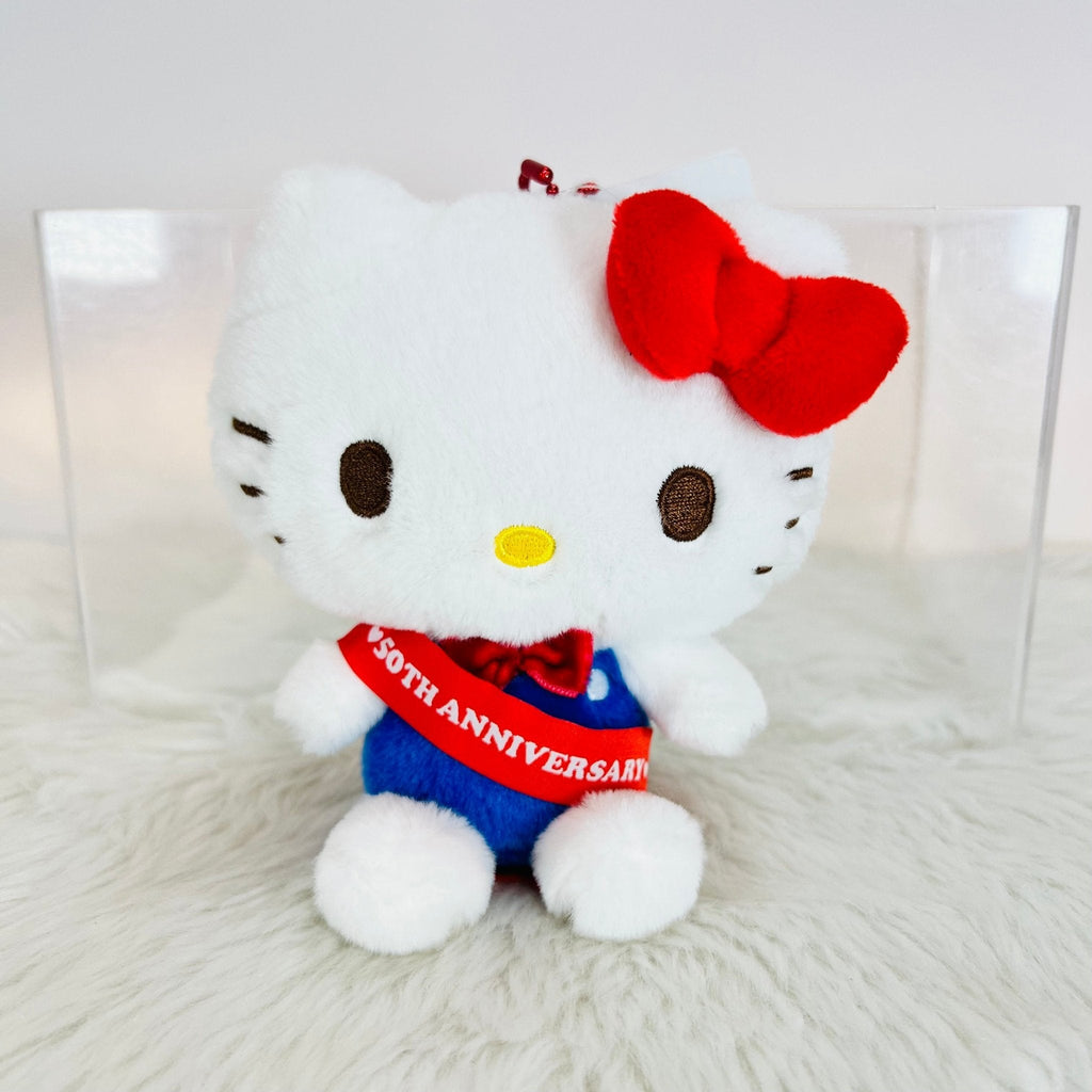 Sanrio Plush doll Hello Kitty 50th Anniversary (Mascot holder with Red sash) - TokuDeals
