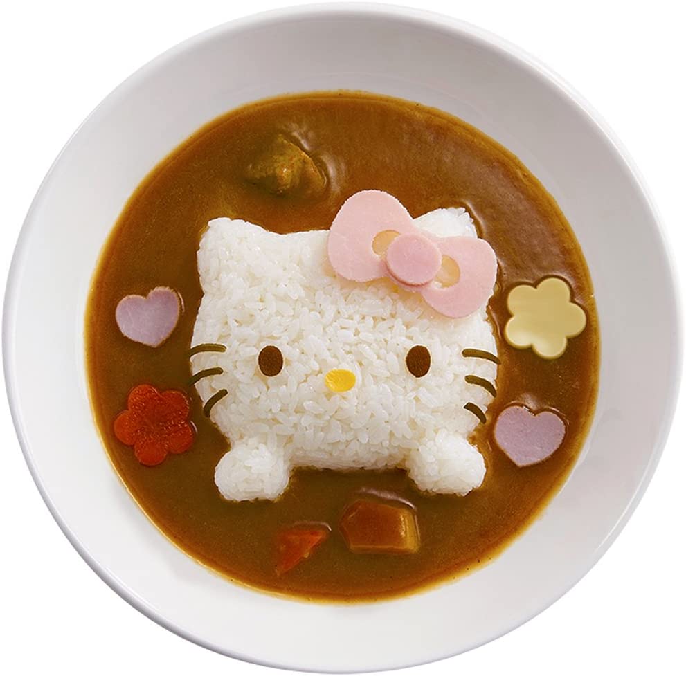 Easy-to-use Hello Kitty rice mold for creating cute designs, perfect for bento boxes, curry, and fun food presentations.