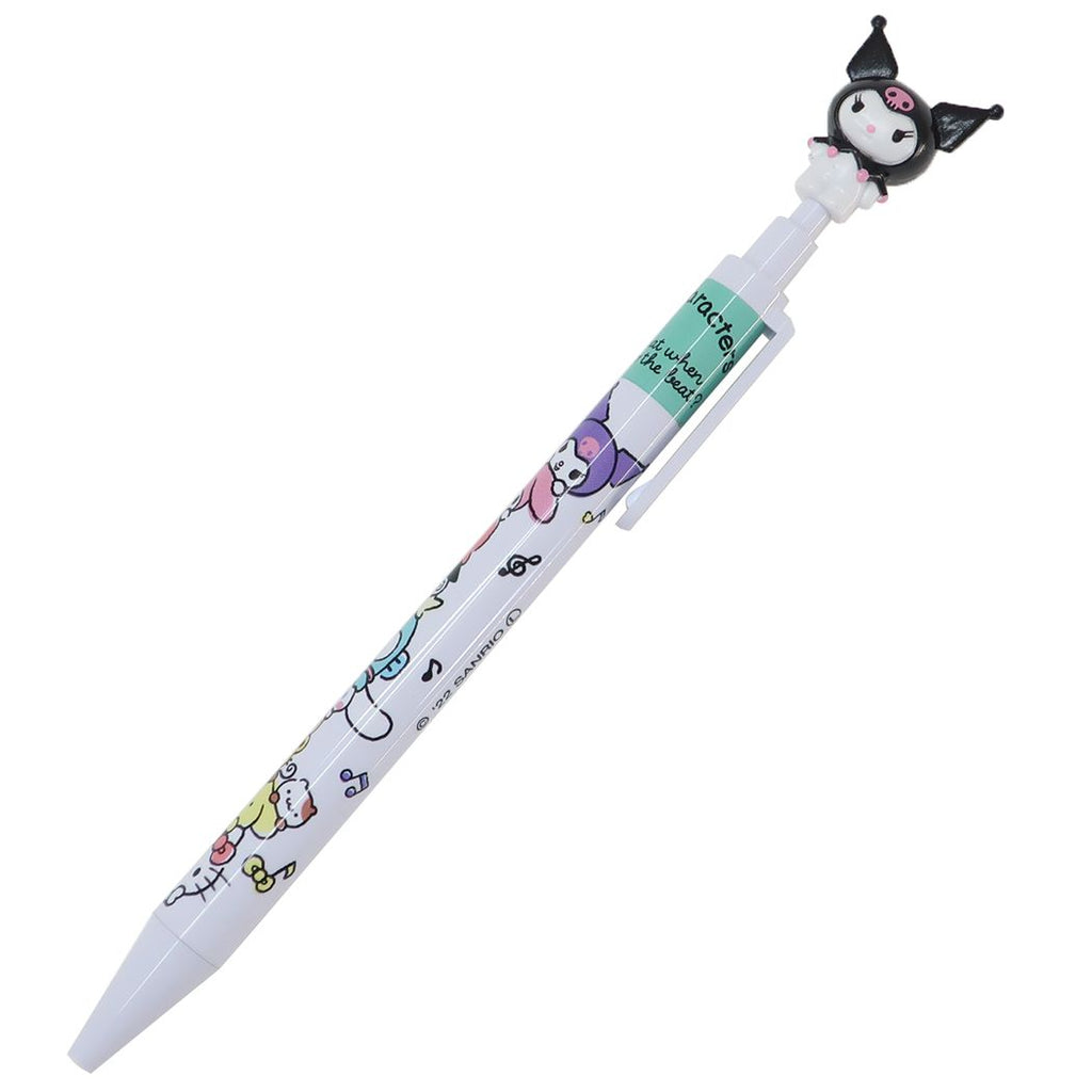 Kuromi mascot ballpoint pen with smooth black ink, soft pastel barrel, and a mischievous charm topper for writing fun.