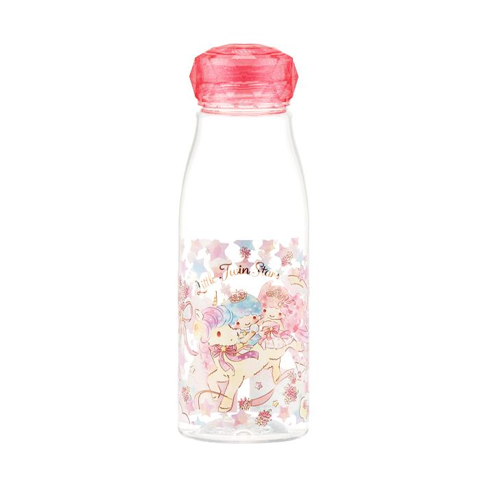 Little Twin Stars water bottle with a unicorn design, 500ml capacity, and built-in infuser for teas and fruit.

