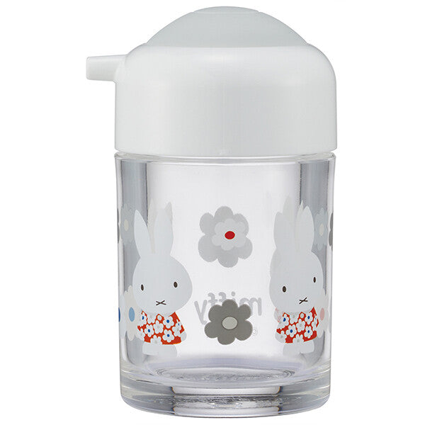 Miffy One-Push Soy Sauce Bottle, 150ml capacity, spill-proof, durable acrylic design, made in Japan for seasoning control.