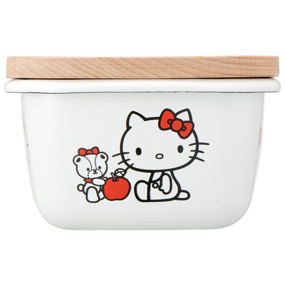 ENBT5 Enamel Butter Case with Wooden Lid [Hello Kitty & Tiny Chum] - TokuDeals