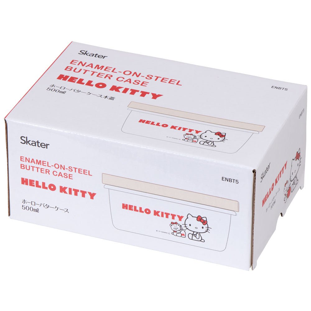 ENBT5 Enamel Butter Case with Wooden Lid [Hello Kitty & Tiny Chum] - TokuDeals